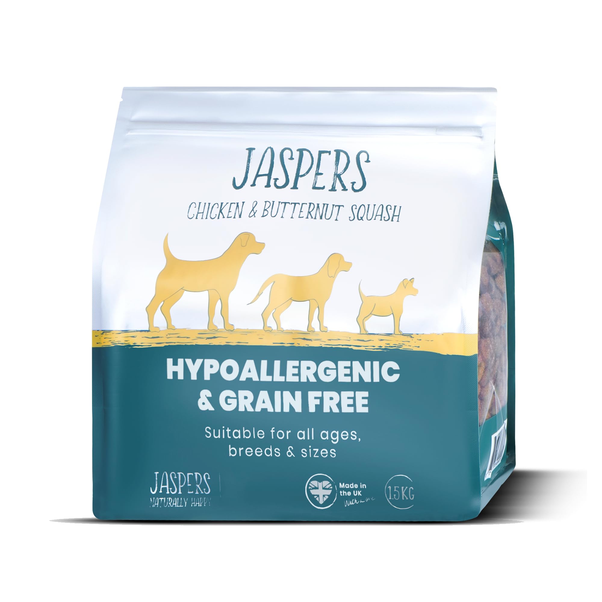 Simply Jaspers Complete Grain-Free Dog Food Dry – Chicken & Butternut Squash for Shiny Coat, Improved Digestion & Strong Muscles, for Dogs of All Breeds and Sizes (1.5 kg)