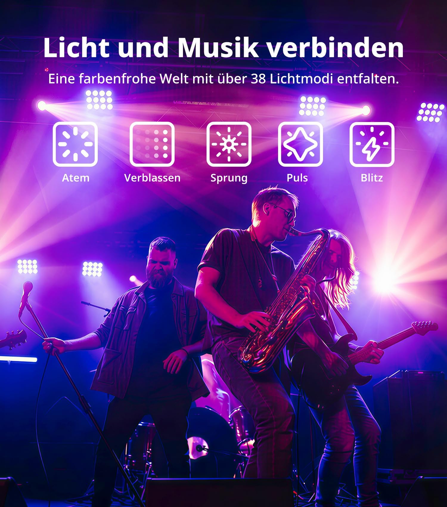 KeoBin 12x16W APP Par Licht | 6 in 1 RGBWA+UV | Wiederaufladbarer Batterie | Intelligente APP-Steuerung | 8 Stunden Laufzeit | Fernbedienung/Geräuschsteuerung/DMX512 | frei kombinierbare Lichtmodi