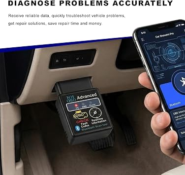 Bluetooth OBD2 Scanner for Car, Wireless OBDII Code Reader Auto Engine Fault Diagnosis Tester, Professional OBD2 Bluetooth Scan Tool Vehicle Interface Adapter for Phone and PC