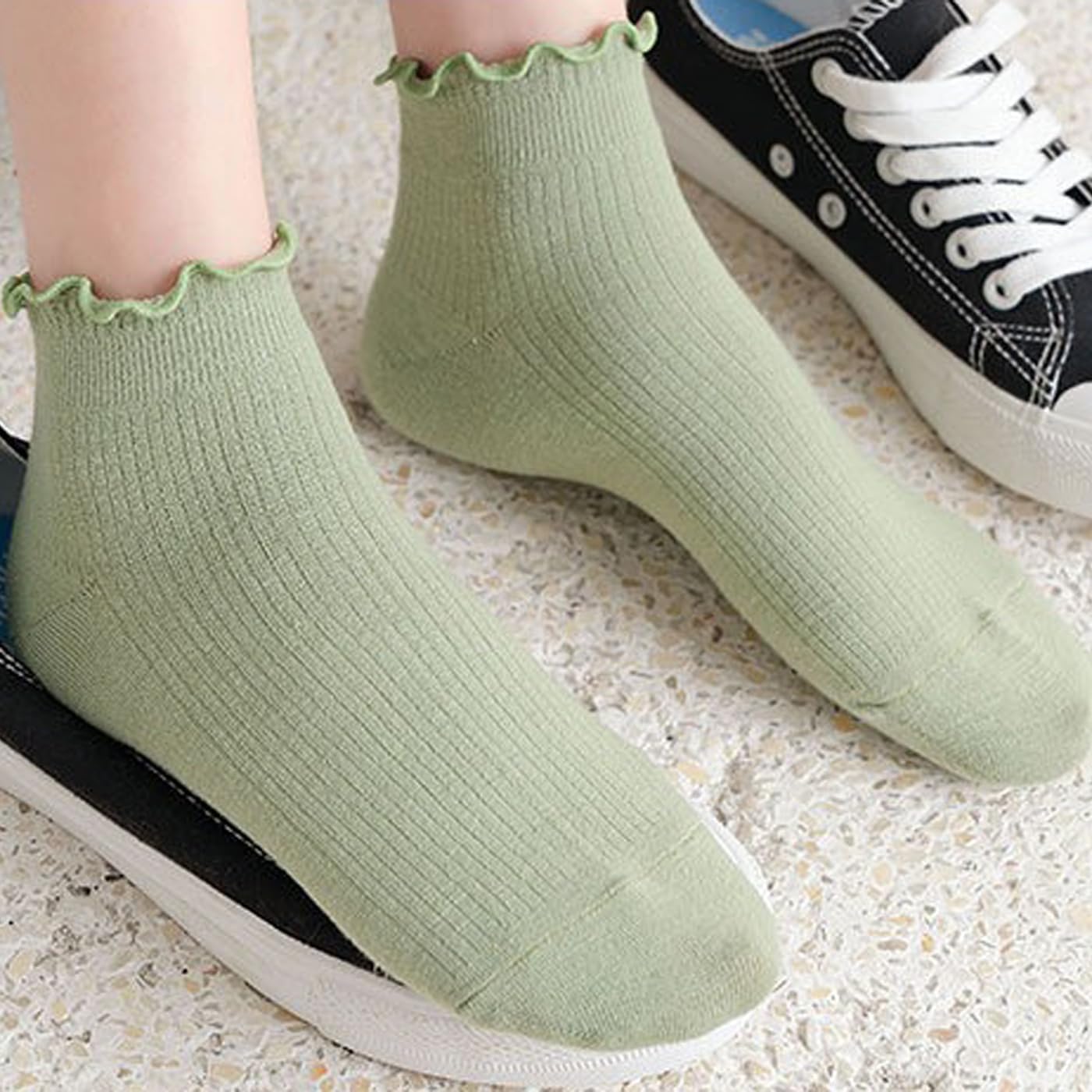 CHUNFO Womens Ruffle Socks Ankle Classic Basic Colorful Cotton Running Athletic Dress Sock Crew Size5-9