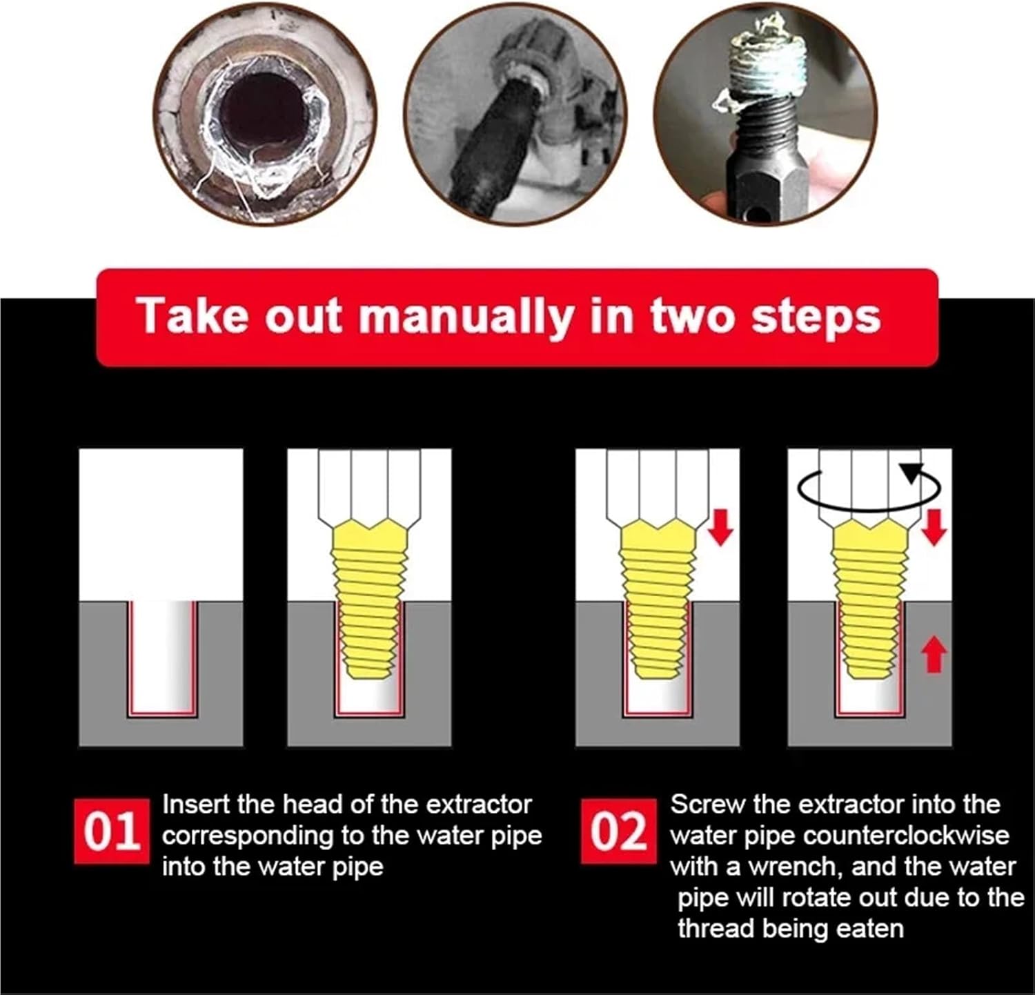 2/4/6pcs Tap Faucet Valve Screw Extractor Set Damaged Broken Wire Water Pipe Bolt Remover Plumbing Tools(4pcs)