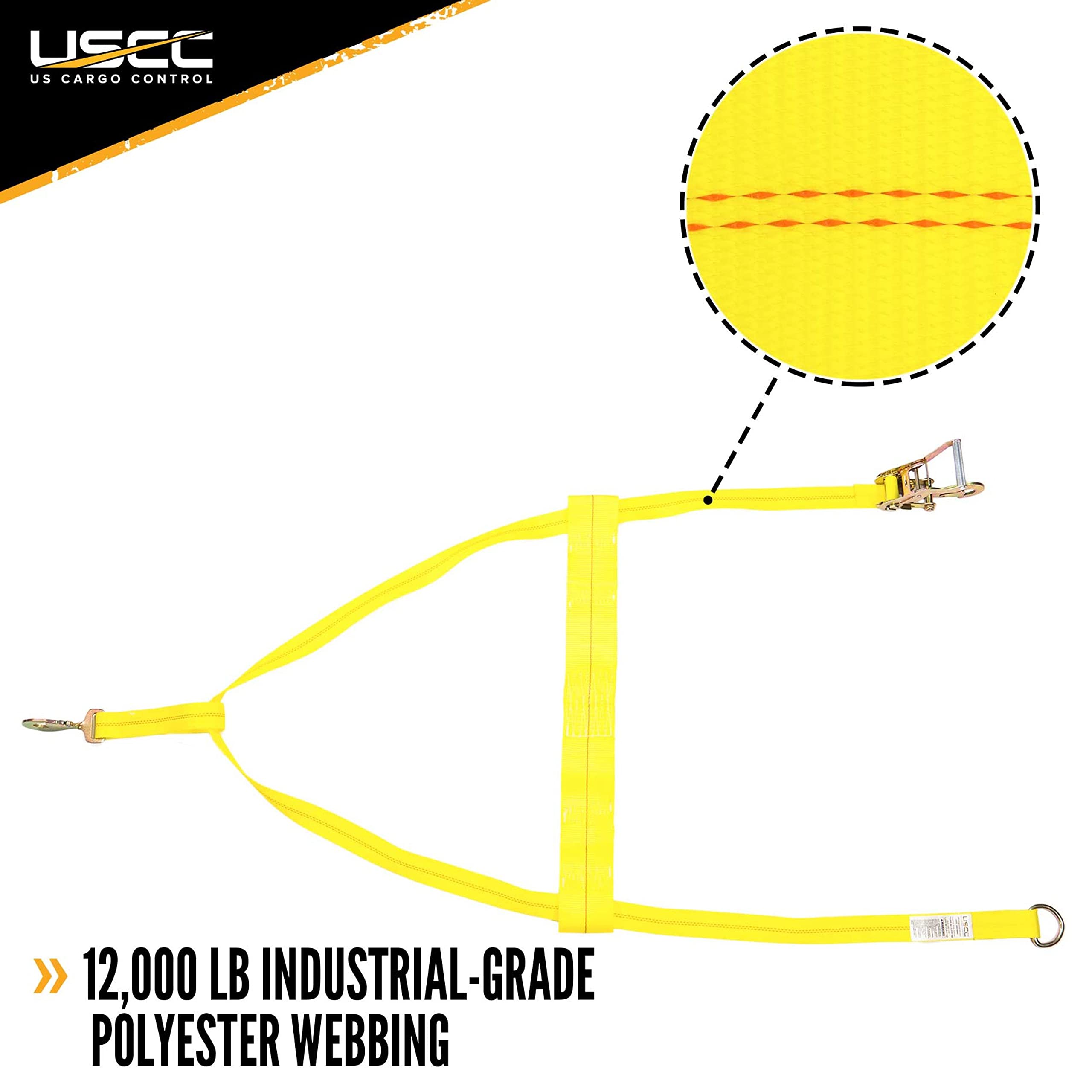 US Cargo Control Adjustable Wheel Net with 4 Inch Top Strap, Fitted with Twisted Snap Hook and Ratchet with Snap Hook, Easy to Use for Vehicle Tie Down, 3,333 Pound Working Load Limit, 4 Pack