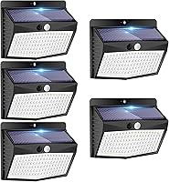Vista 14 de [138 LED/8 paquetes] Luces solares con sensor de movimiento para exteriores, impermeables, con 3 modos de iluminación, luces de pared, luces solares