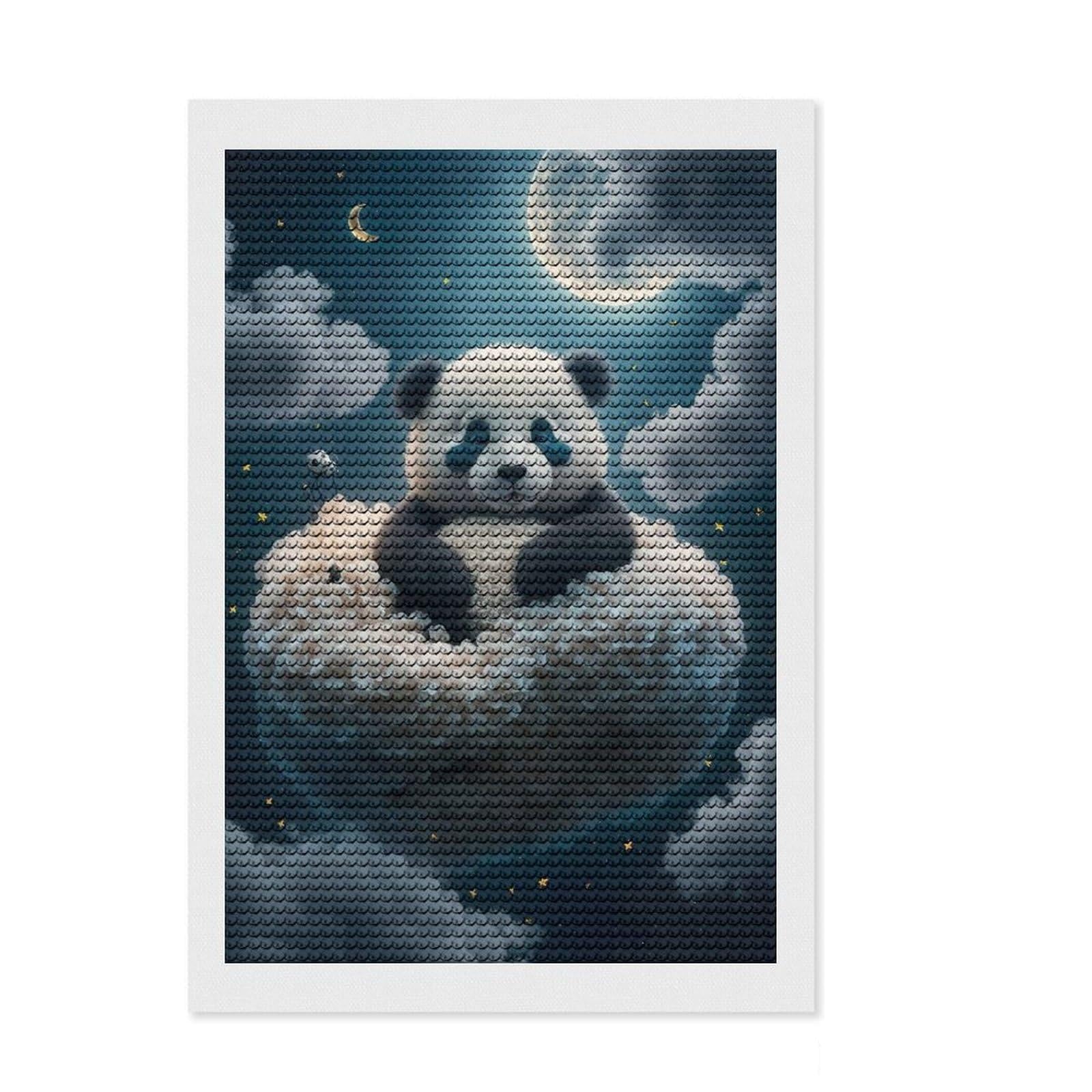 Junmoney Dreaming Panda Diamond Painting Canvas Set 8"x12", Calming Craft to Unwind, with Tool Kit, Office Decor, Christmas Gift