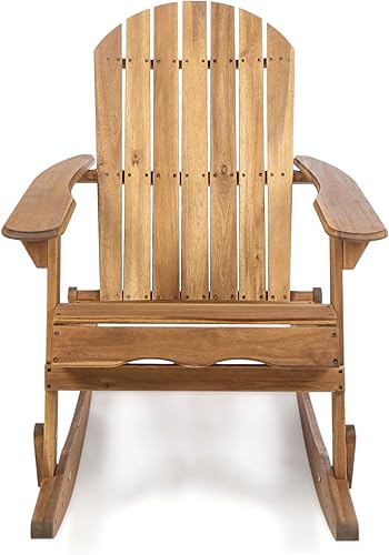 Miniatura 8 de Christopher Knight Home Vayne - Silla de madera de acacia para exteriores, mecedora Adirondack de listones Adirondack, asiento adicional para