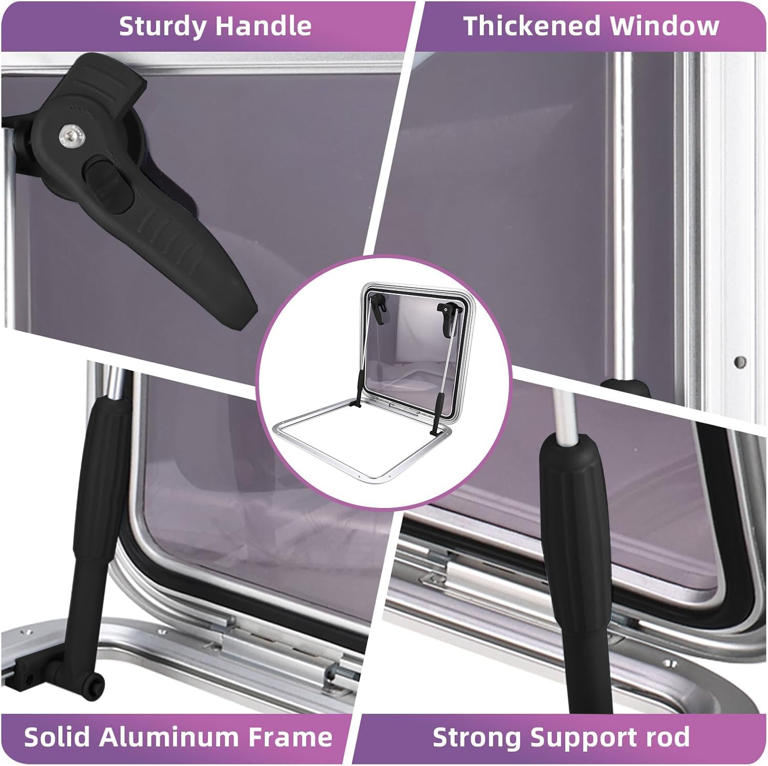 YaeMarine Square Anodized Aluminum Boat Deck Hatch & Lid Marine Hatch Porthole Portlight Window for Boat/Yacht/RV