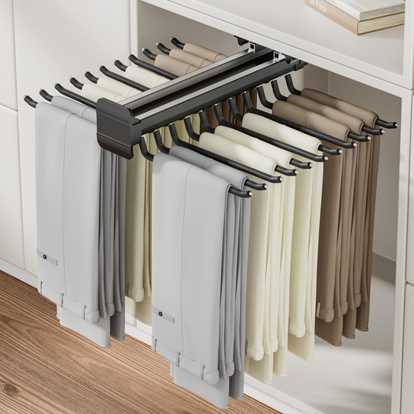 Porte-pantalons extractible coulissant et rétractable pour penderie