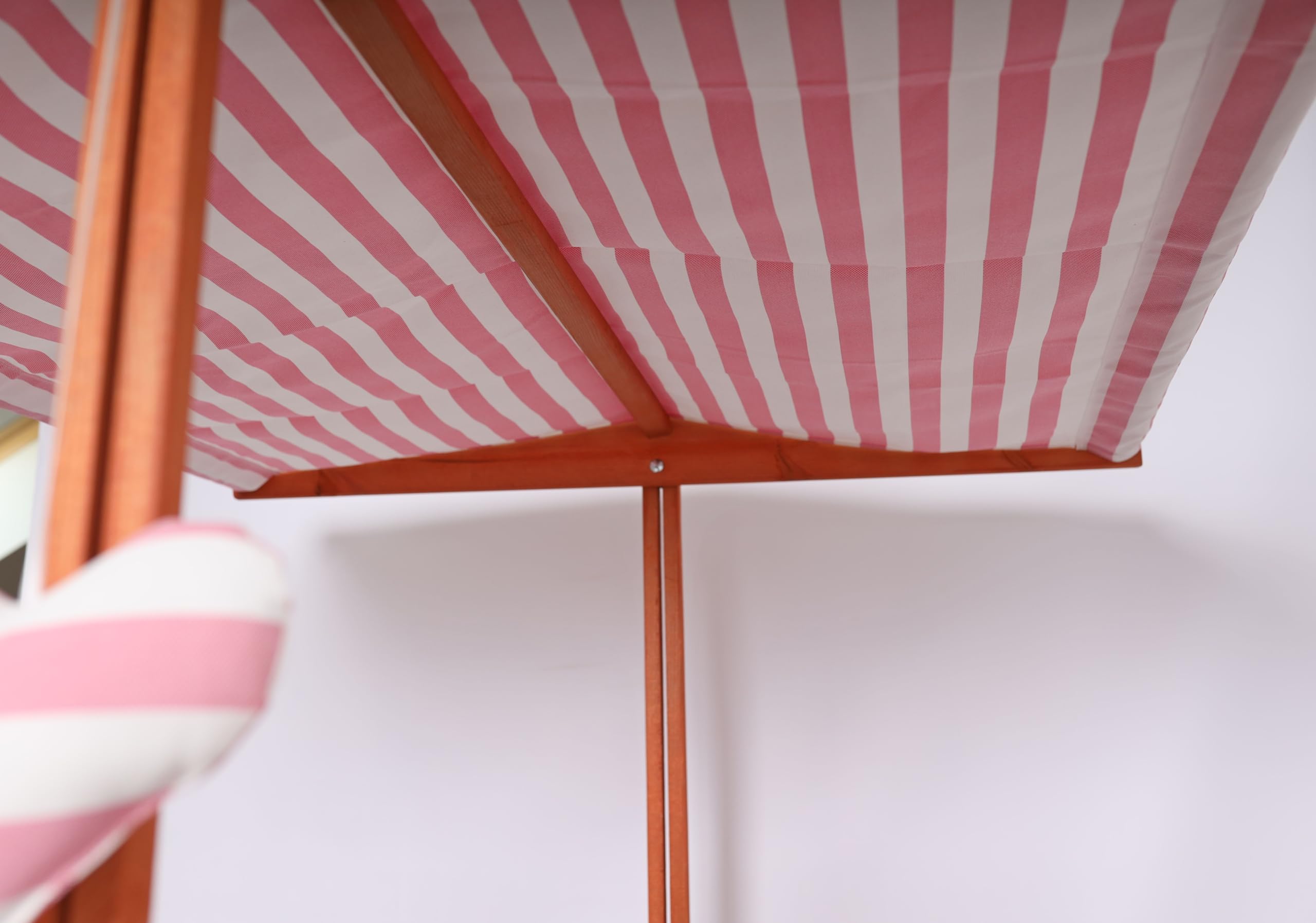 Sandkasten mit wasserdichtem Dach 120x120x120cm Naturholz Fichtenholz UV-Schutz + weiche Sitzkissen, Kantenschutz Vliesboden Sandspielzeug für Kinder (Rosa)