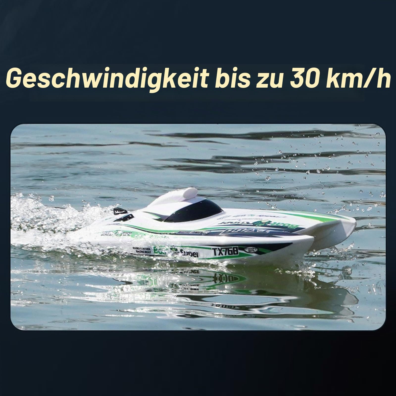 Goolsky Ferngesteuertes Boot, 2,4 GHz, hohe Geschwindigkeit, 30 km/h, bürstenloser Turbojet-Schnellboot, ferngesteuertes Schiff, Kühlung, wasserdicht