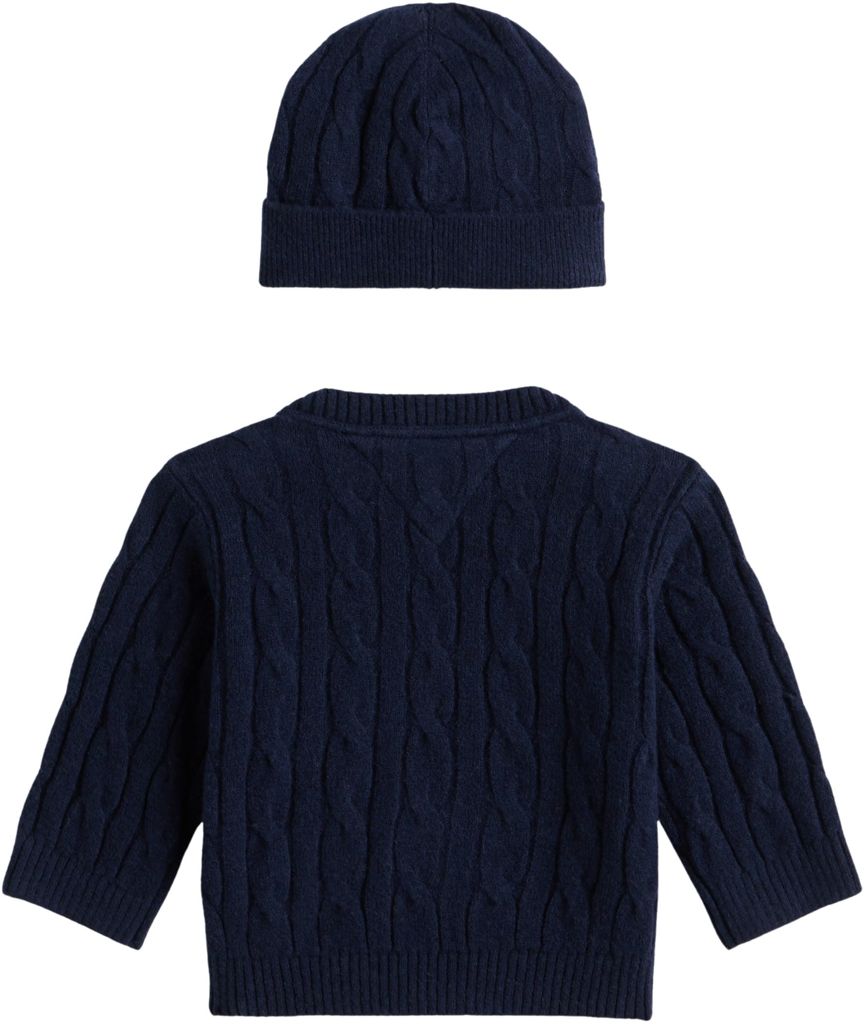 Tommy Hilfiger Neonati Set Pullover e Berretto, Blu (Dark Night Navy), 56