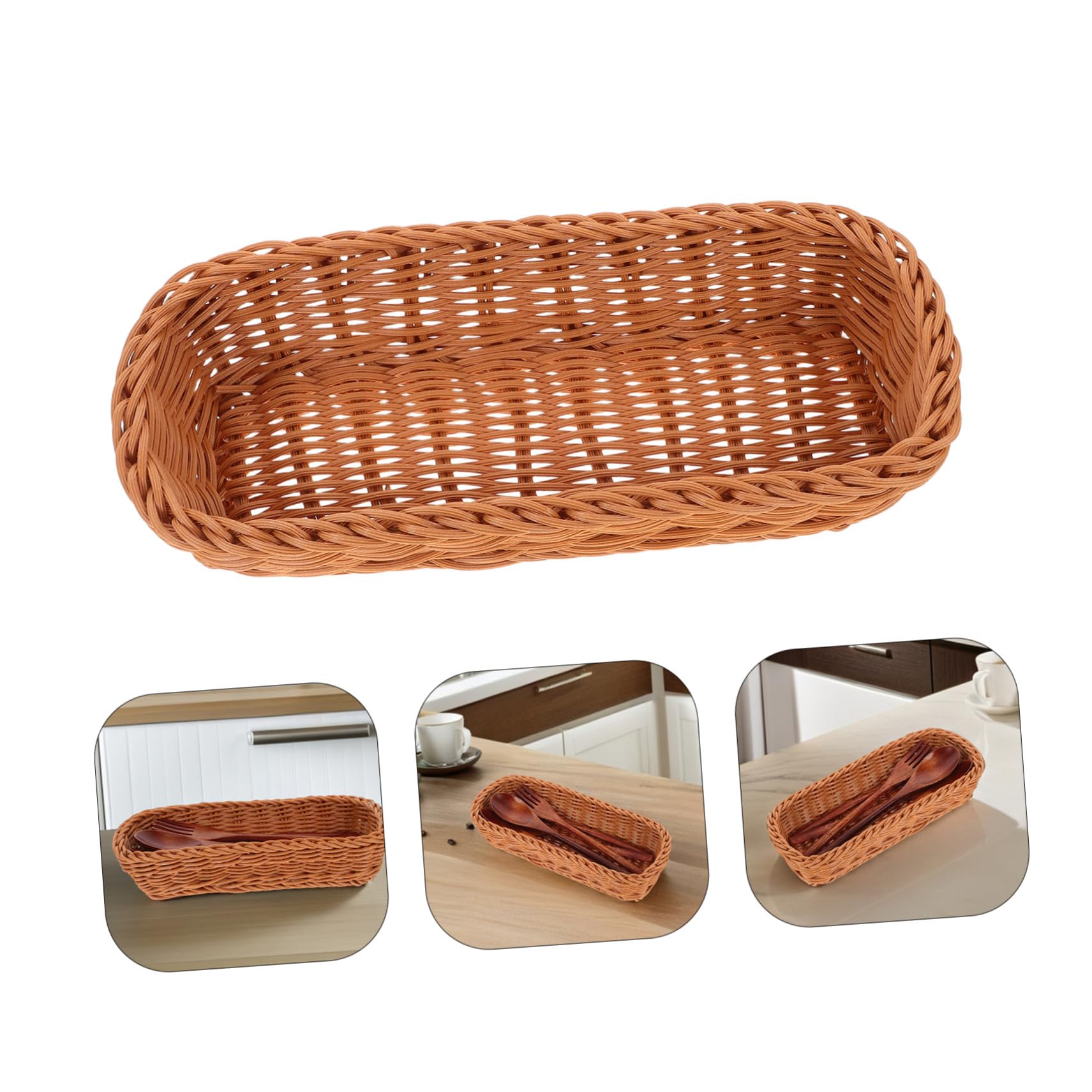 Cesta para Cubiertos de Plástico Rattan Organizador Versátil para Palillos Tenedores y Utensilios de Cocina con Diseño Natural para Almacenamiento Encimeras