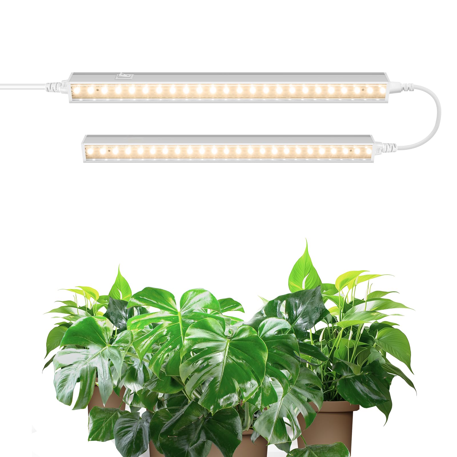 Barrina T5 - Lámpara de planta interior, color amarillo, 29 cm, LED espectro completo, lámpara de invierno LED conectable, tira de luz de crecimiento con interruptor, plug and play, pack de 2