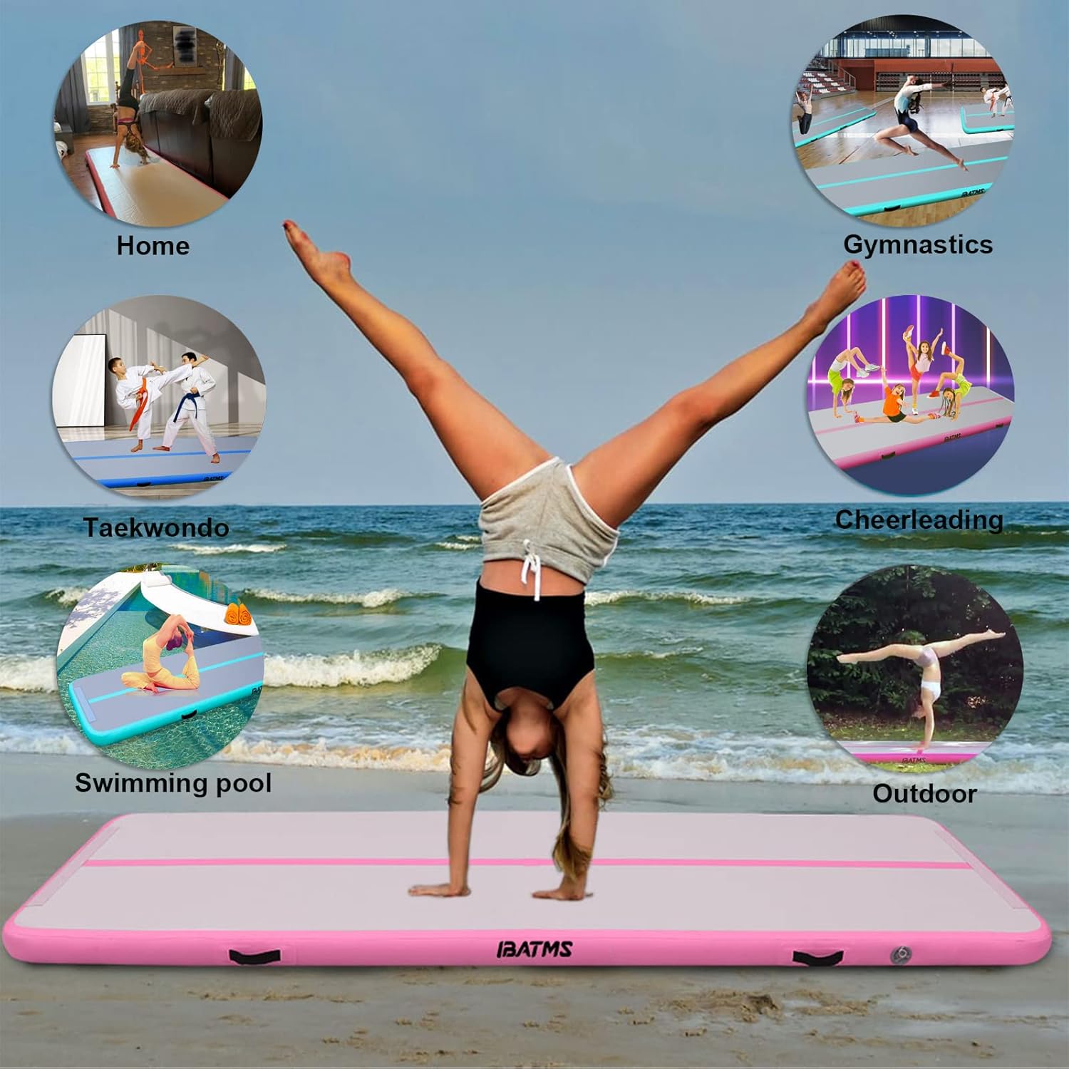IBATMS Air Tumbling Mat, 10ft/13ft/16ft/20ft Inflatable Gymnastics Air Mat for Gymnastics Training/Home Use/Cheerleading/Yoga/Water : Sports & Outdoors