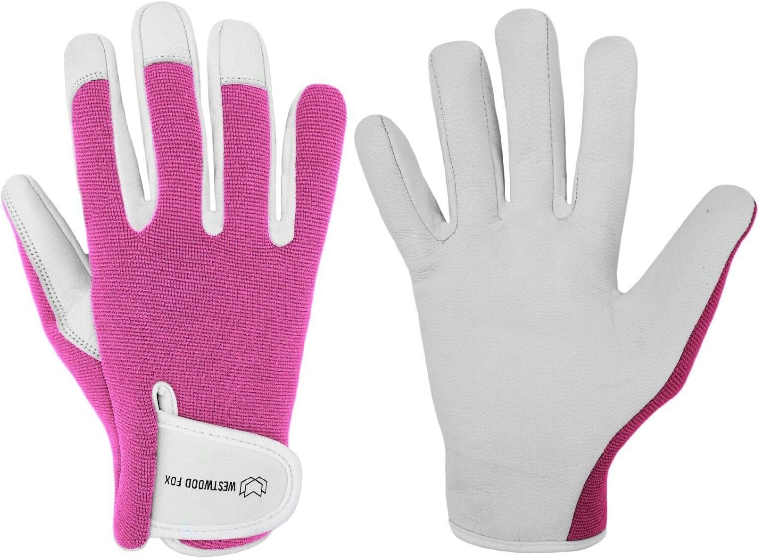 WESTWOOD FOX Ladies/Mens Leather Gardening Gloves Thorn Proof Rigger Garden work gloves, Safety Working Gloves, Premium Quality (Pink, L)