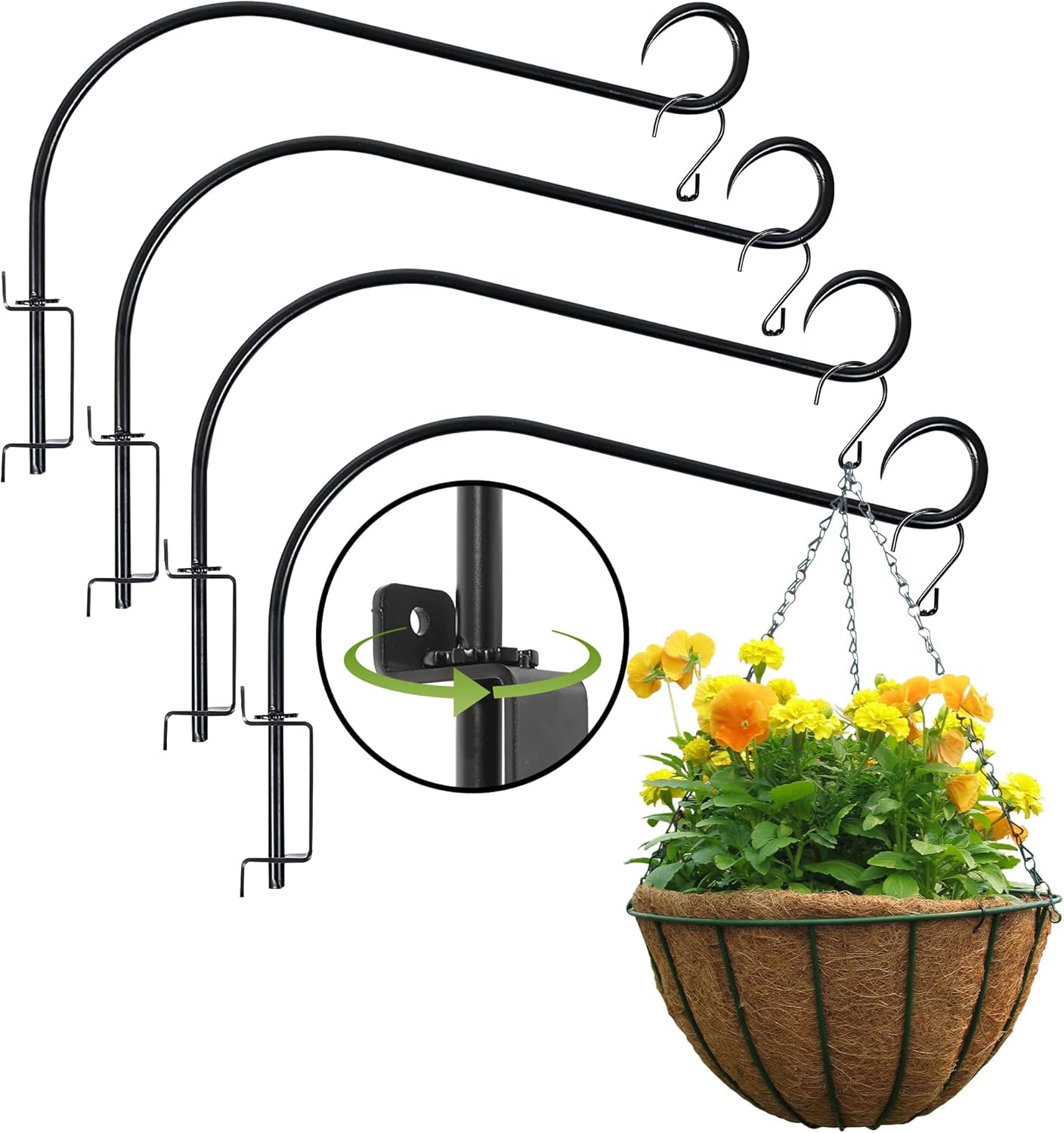 Hanging Plant Bracket 4 Pack Outdoor Basket Swivel Hanger