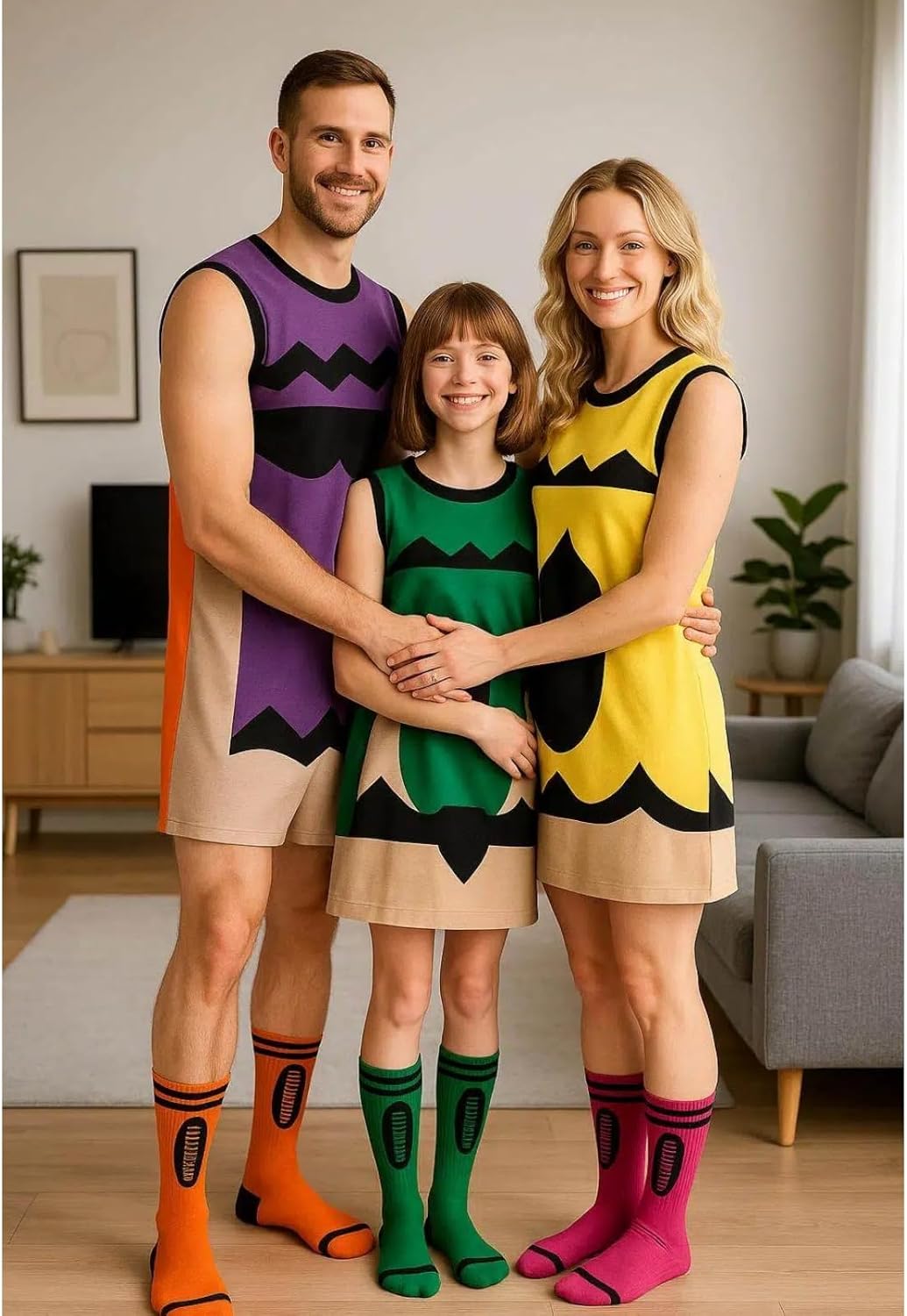 Crayon Socks 4-Pack with Box, Fun Rainbow Pencil Knee High Stockings for Women & Girls, Halloween Costume Socks - Image 3