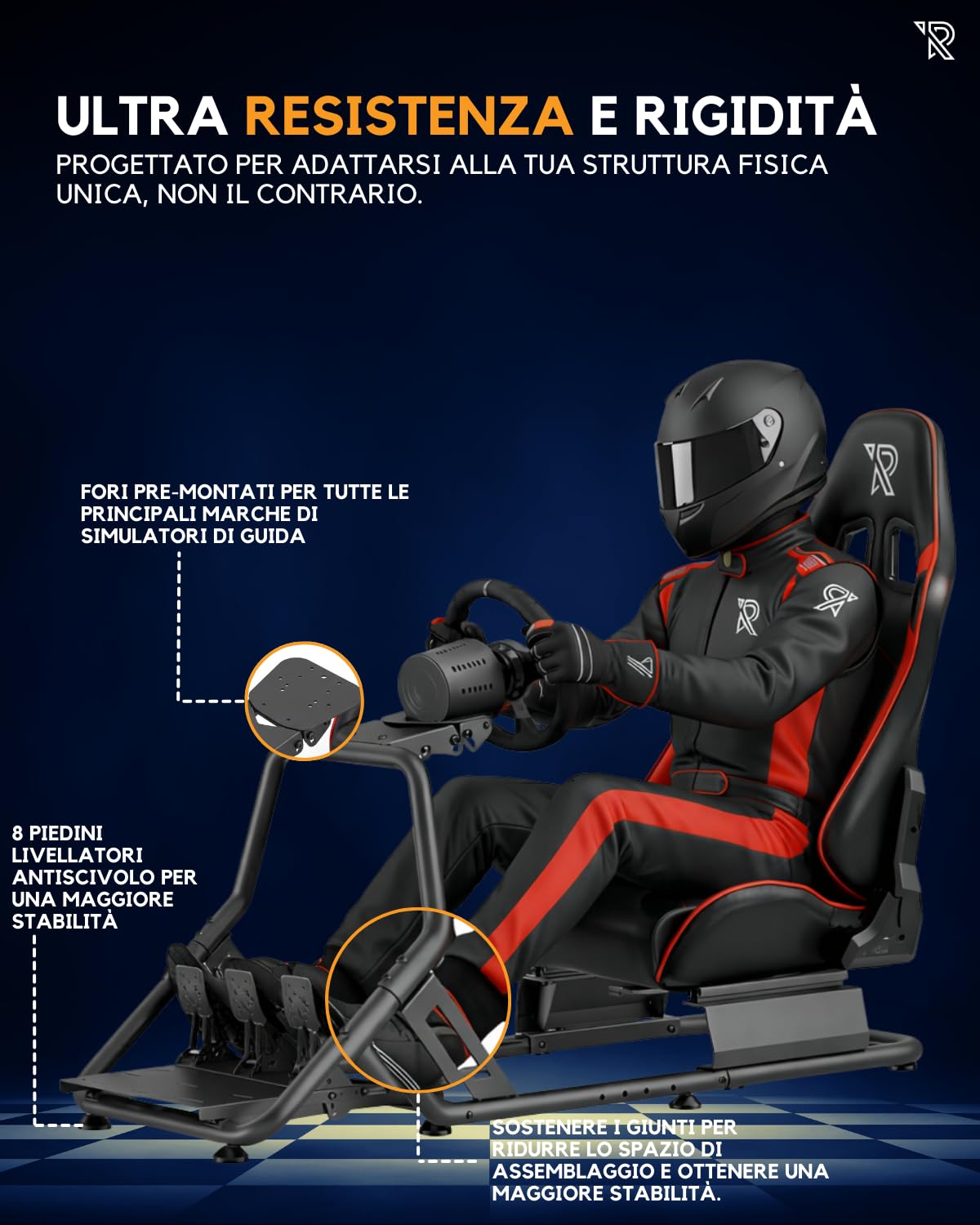 Ranqer Simulator Racing Seat Regolabile In Pelle PU Con Telaio Metallico, Compatibile PC PlayStation Xbox E Volanti Fanatec Logitech MOZA Simagic Thrustmaster, Posizione Di Guida Perfetta