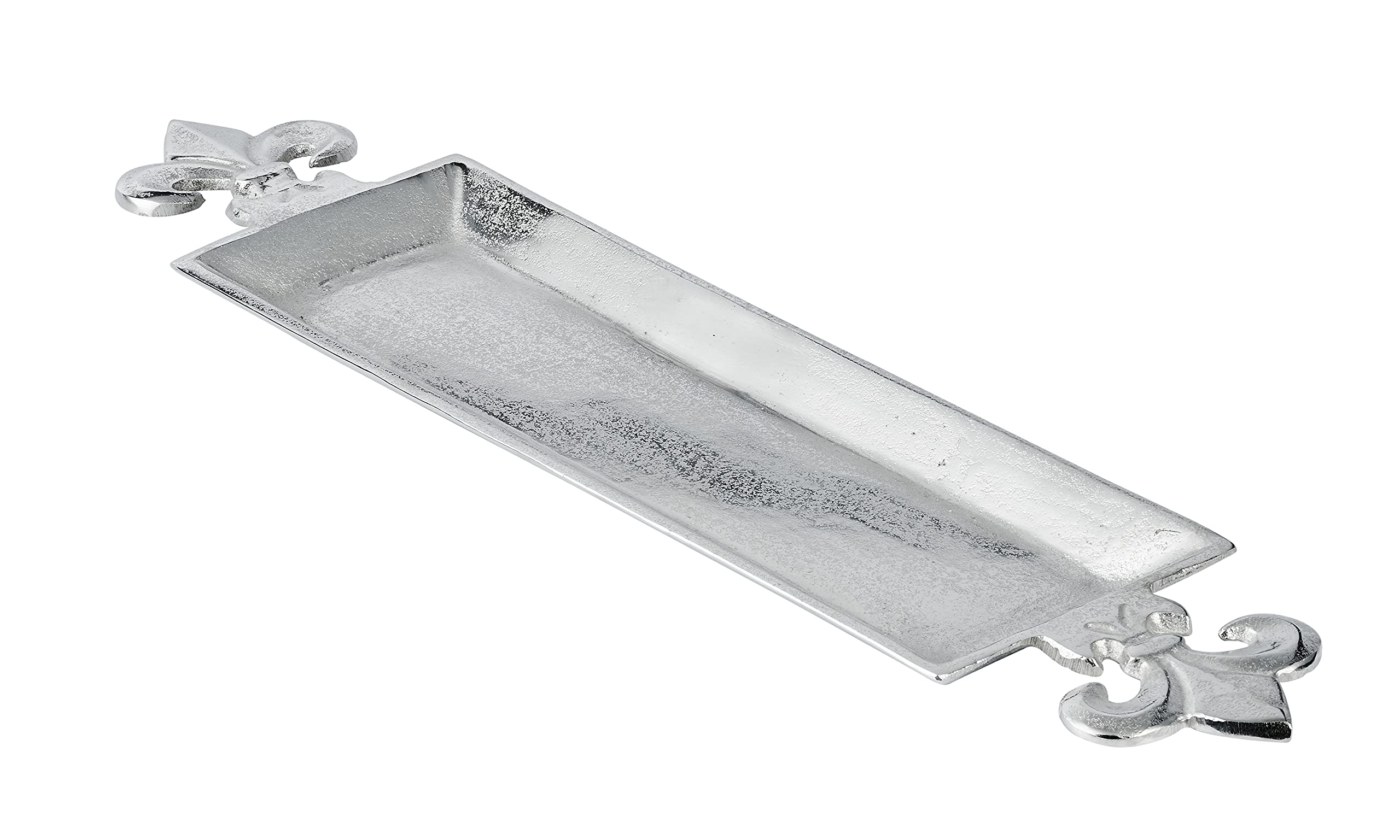 MichaelNoll Tablett Lilie - Servierbrett Servierplatte Aluminium Silber - Serviertablett aus Metall - Silbertablett - Dekotablett - 59 oder 67 cm (59x15x3 cm)