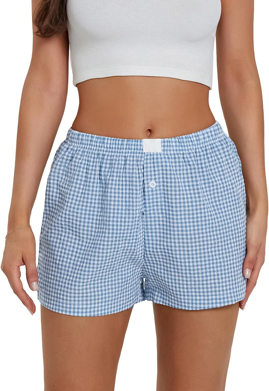 Womens Y2k Plaid Shorts Women Cute Striped Print Lounge Pajama Boxer Shorts Checkered Sleep Shorts Comfy & Casual Gingham PJ Shorts, 4X-Large, A Pack22 - Image 4