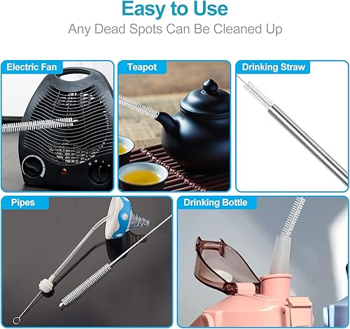 Miniatura 5 de Cepillo limpiador de paja largo que se extiende de 12 pulgadas, extra ancho de 0.47 pulgadas de diámetro, cepillos de limpieza para tubo de cuello