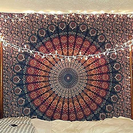 Alveera Gems Abstract Cotton Wall Hanging Tapestry (84 x 54 inch, Multicolour)