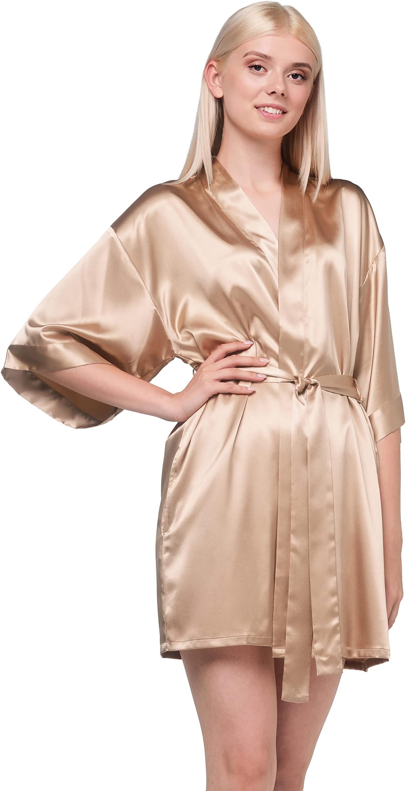 TurquazWomen's Bride Bridesmaids Silky Robe Satin Kimono Robes for Women Lingerie