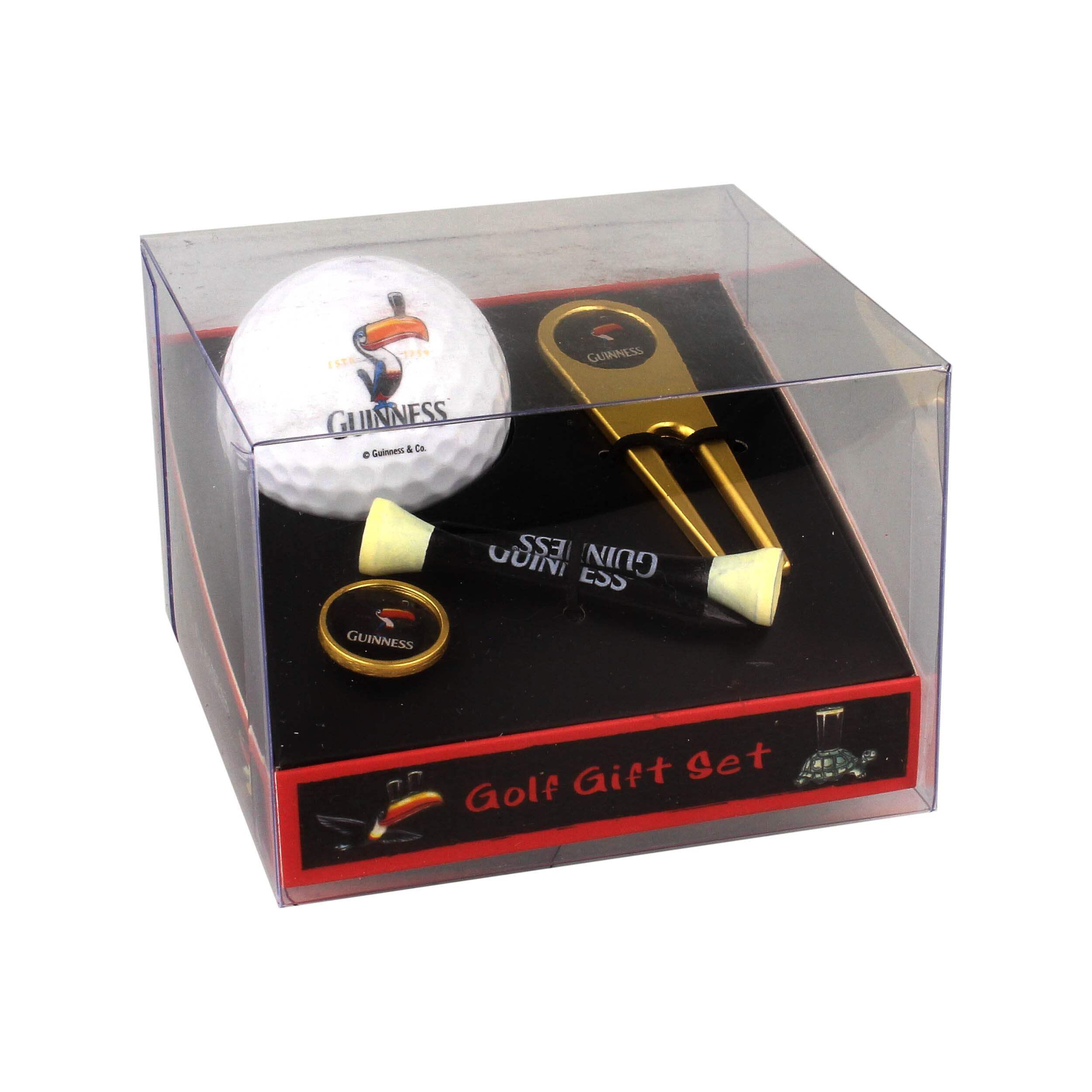 Guinness Tucán Golf Set de regalo con pelota, marcador de bola, tee y reparador de lanzamiento