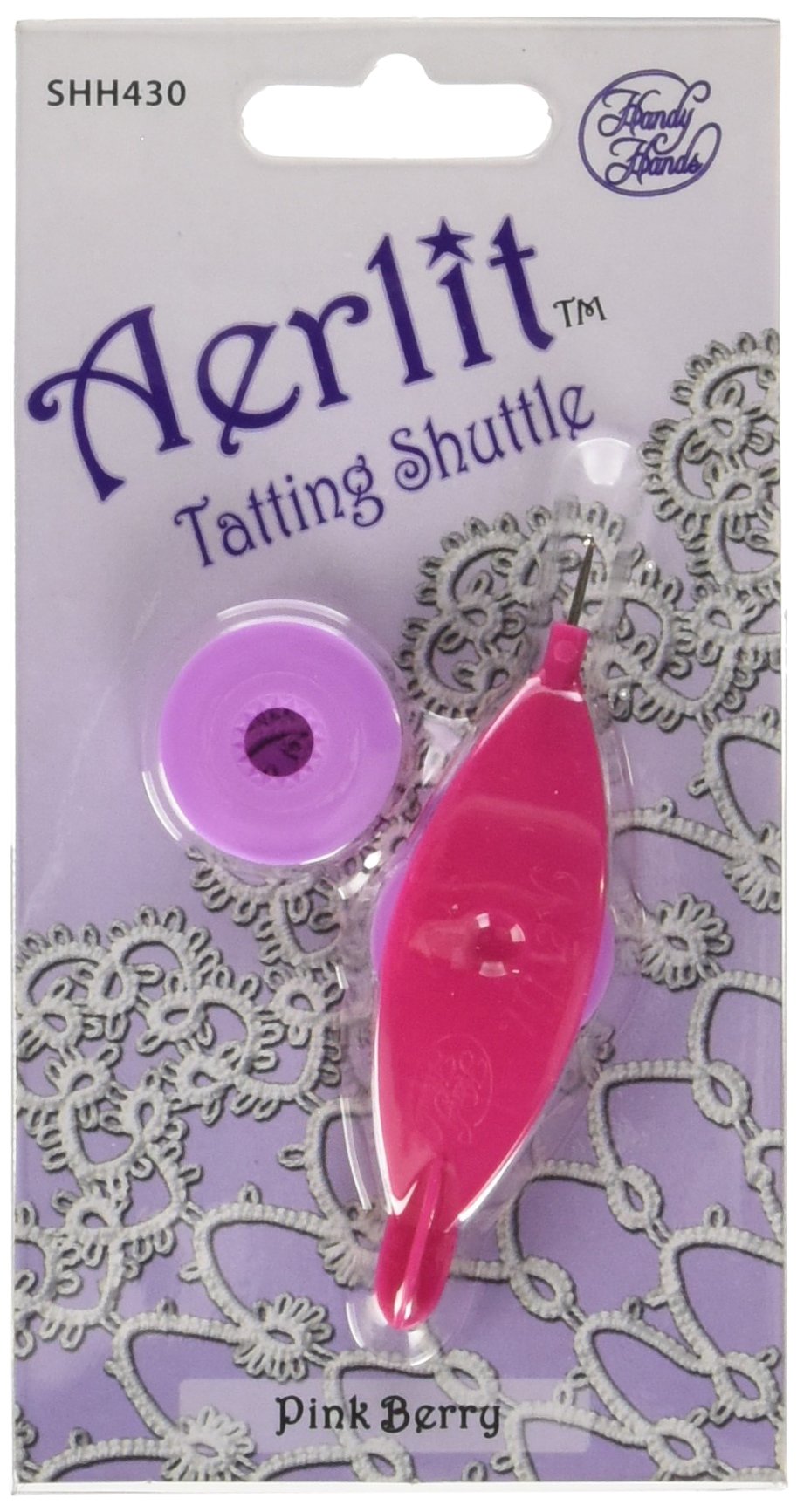Handy Hands Pink Berry Aerlit Tatting Shuttle With 2 Bobbins Shh430