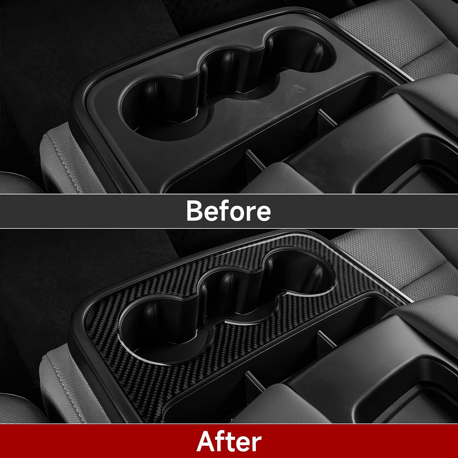Car Front Cup Panel Sticker Cover Interior Trim Carbon Fiber Decal for Chevrolet Silverado/GMC Sierra 1500 2500HD 3500HD 2014-2018 Accessories