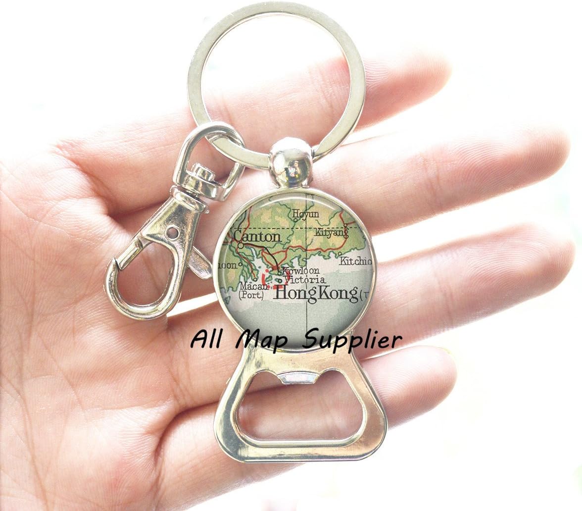 Charming Bottle Opener Keychain Hong Kong map Bottle Opener