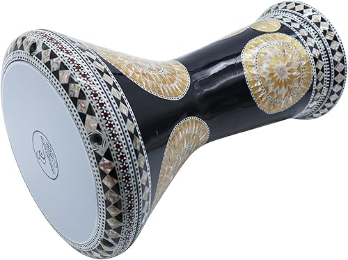 Miniatura 59 de El impresionante Darbuka Doumbek Gawharet El Fan metálico de 17.75 pulgadas (negro metálico)