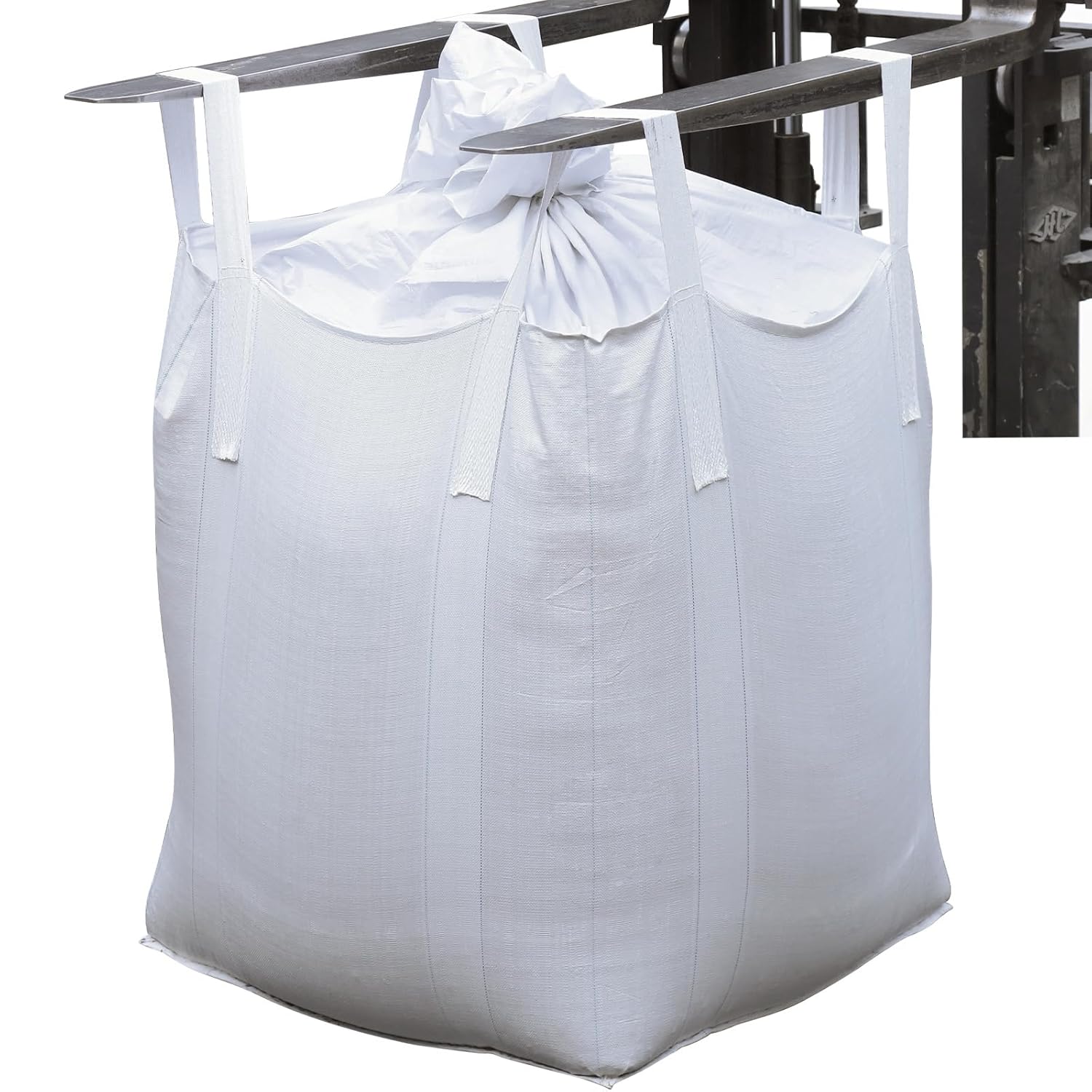 HWRHGE 2-Pack FIBC Bulk Bags 2200 lbs Capacity 35x35x43" Woven Polypropylene Ton Bags with Hooks