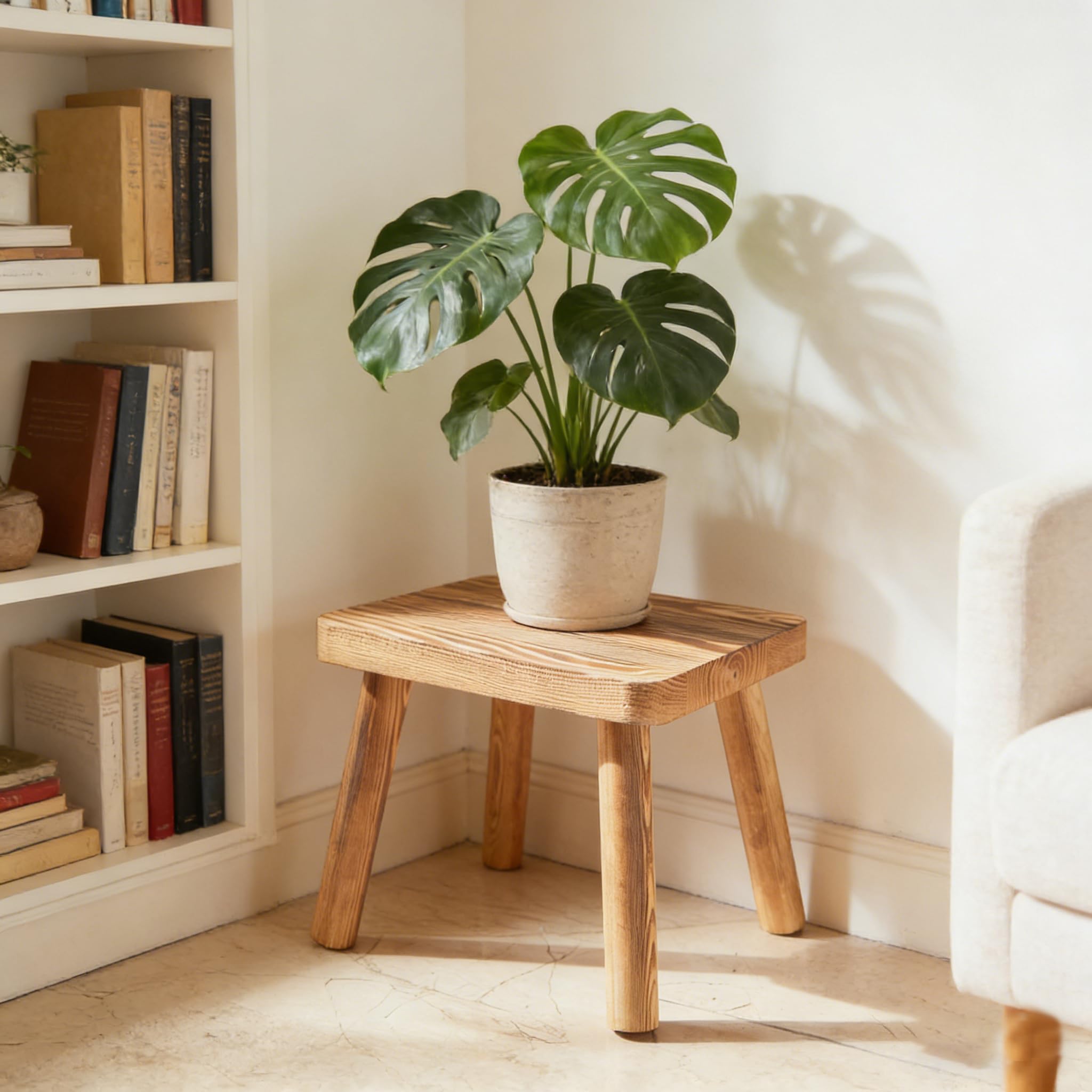 JETAINE Petit Tabouret en Bois, Mini Table d'angle, Support pour Plantes, escabeau d'intérieur pour Enfants, Repose-Pieds Portable Amovible, Petite Table d'appoint pour Plantes d'intérieur, Chambre à