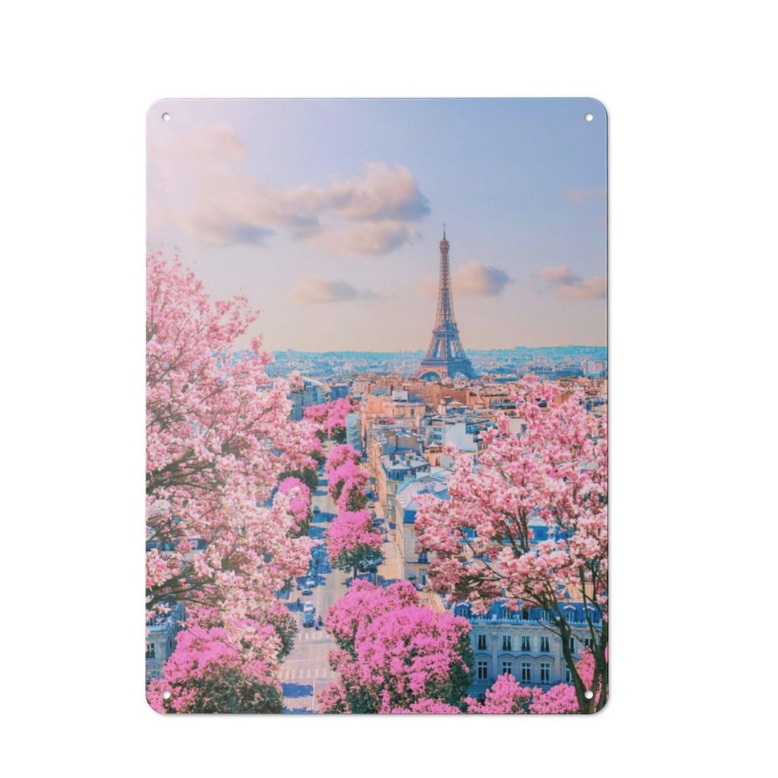 Junmoney Paris At Spring Retro Metal Sign 40X30cm For Garage Wall, For Home Interiors And Metal Sign Collectors
