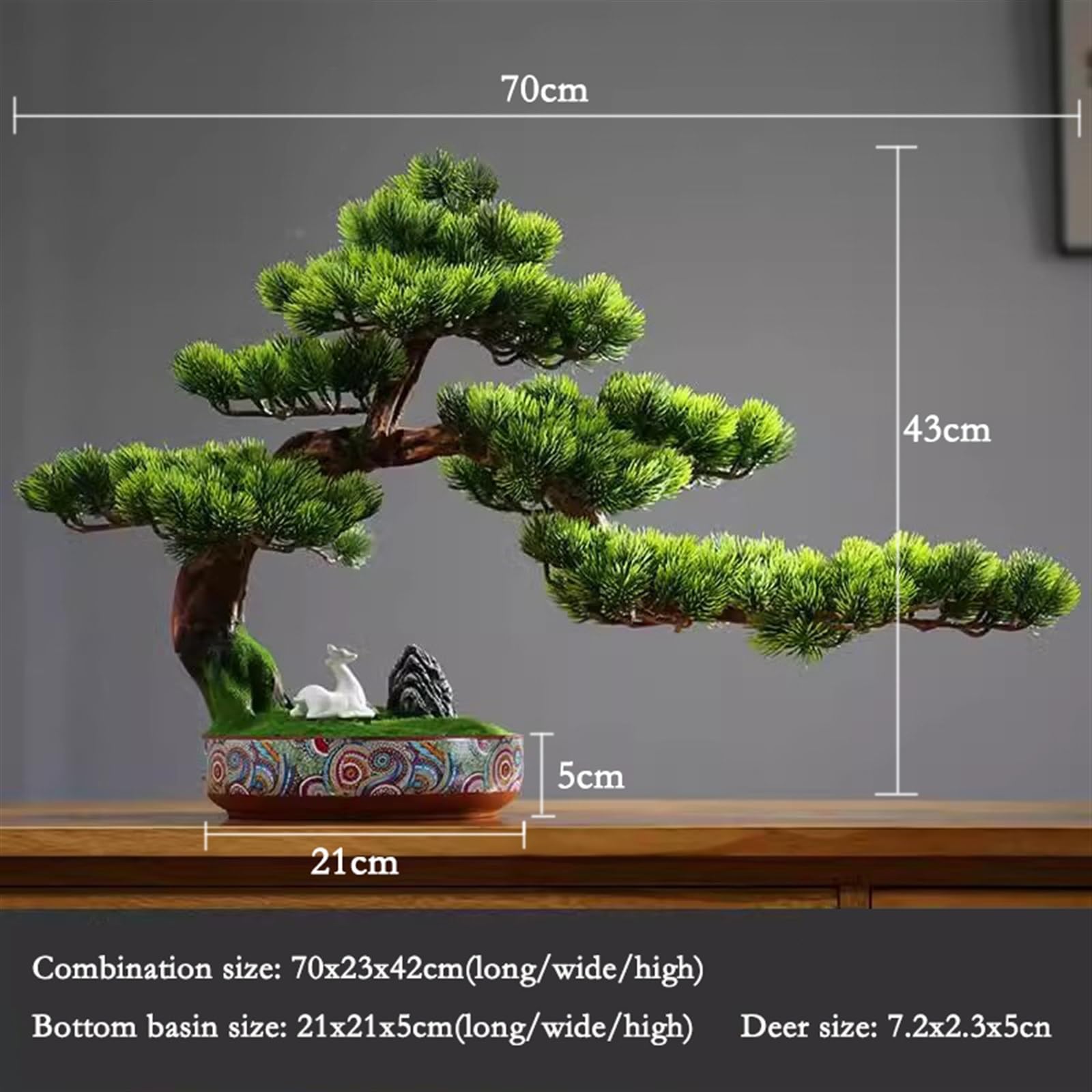Amazon｜人工植物 中国風シミュレーション歓迎松盆栽風景緑の植物屋内