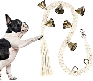 KLOGTSIND Dog Doorbell for Potty Training - Adjustable Cotton Rope with 6 Loud Bells for Small Large Dogs, Beige Door Bell