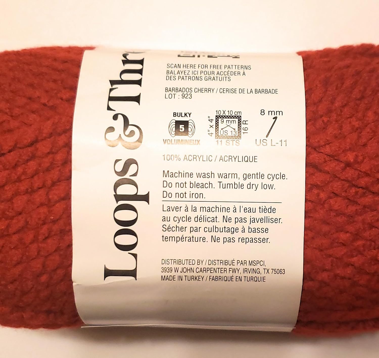 Charisma Yarn by Loops & Threads - 109 Yards - 3.5 Ounces - Barbados Cherry