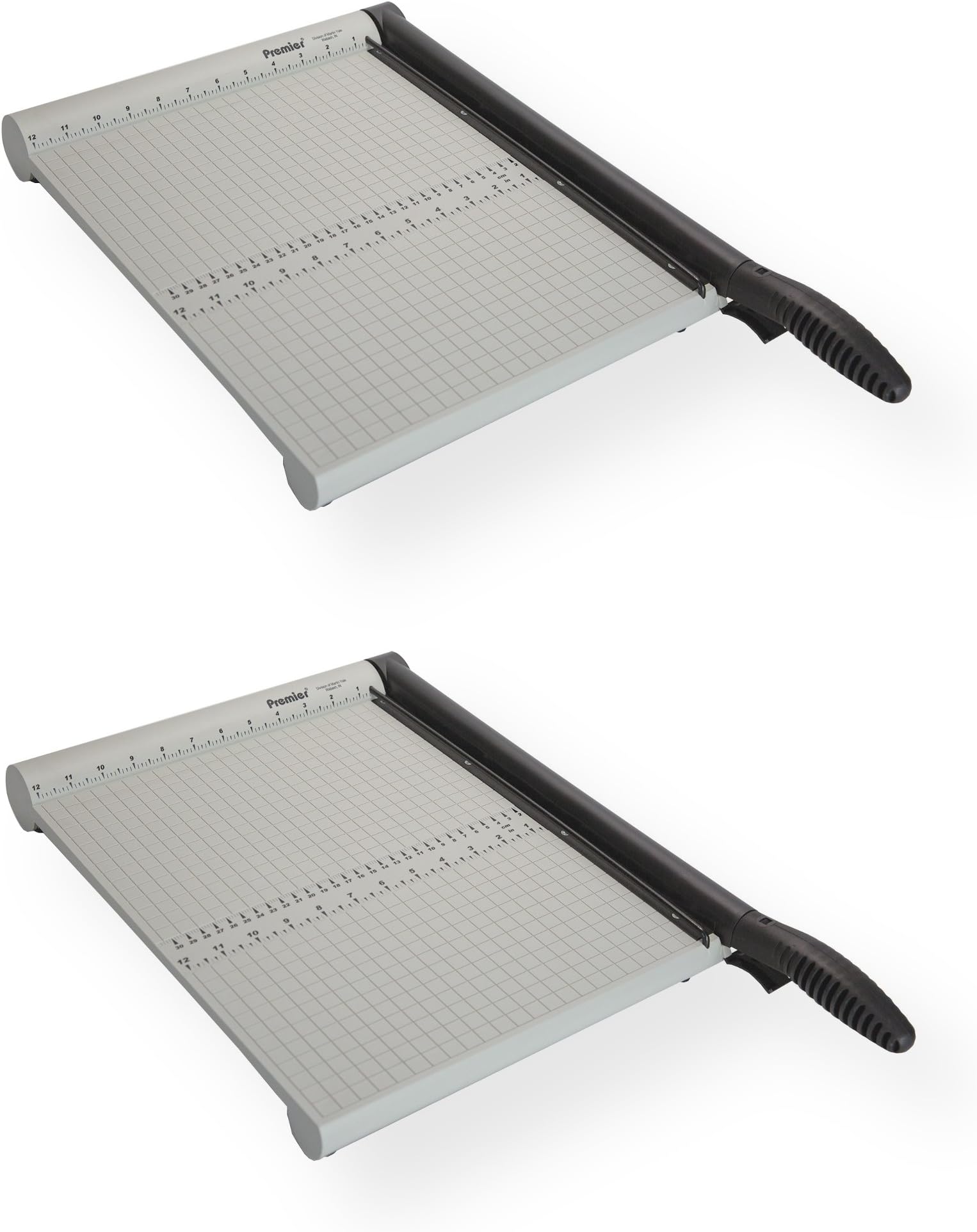 Martin Yale P212X Premier PolyBoard Paper Trimmer (Pack of 2), Up to 10 Sheets of 20lb. Bond Paper at Once, Permanent 1/2" Grid and Dual English and Metric rulers