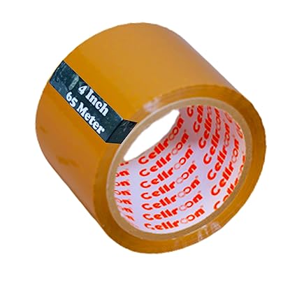 Cellroon Brown Cello Tape For Packing (4 Inch / 65 Meter) Bopp Self Adhesive Tape Rolls, Packaging Tape For Home, Office, And Industrial Use, (Pack of 1)