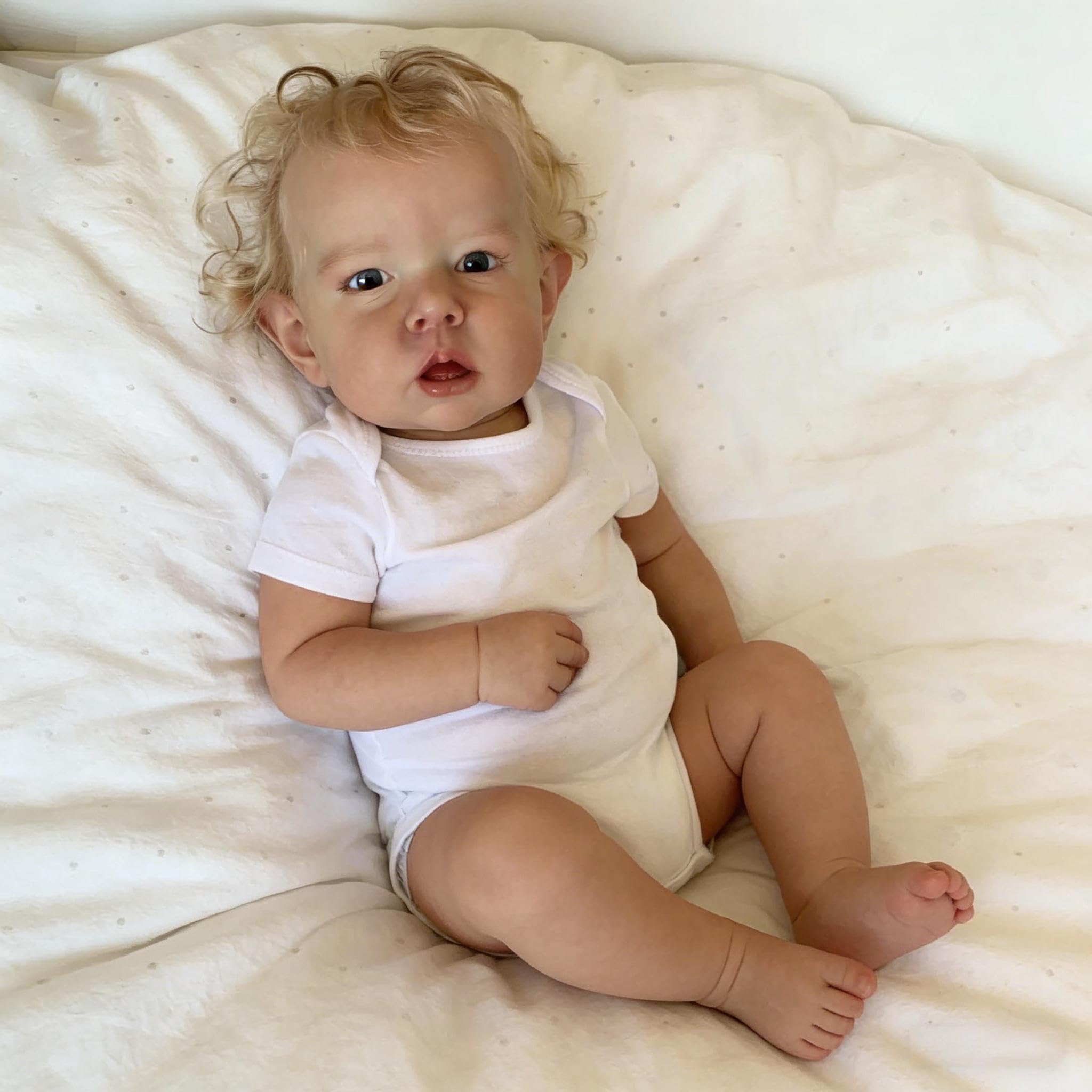 RXDOLL 70cm Realistische Reborn Babypuppen Riesige Größe Reborn Kleinkind Puppe Junge Liam Weiche Kuschel Tuch Körper Lebensecht Toddler Baby Puppen Spielzeug mit Offenen Augen