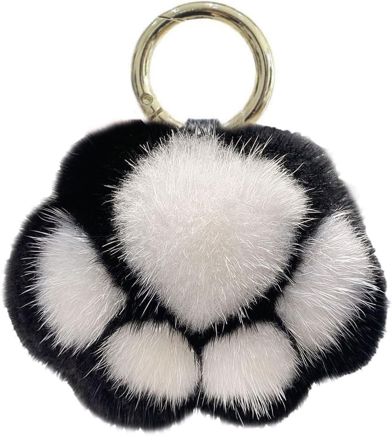 AIEIJJH Adorable Soft Plush Cat Paw Keychain Fluffy Warm Pink Kitty Hand Keyring Holders for Bag Purse Pendant Cute, Black White