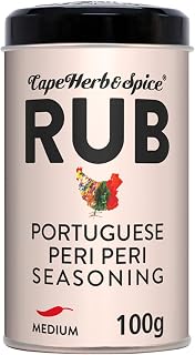 Cape Herb & Spice Rub Portuguese Peri Peri Seasoning Condiment, Chilli Rating Medium, 100 g Tin