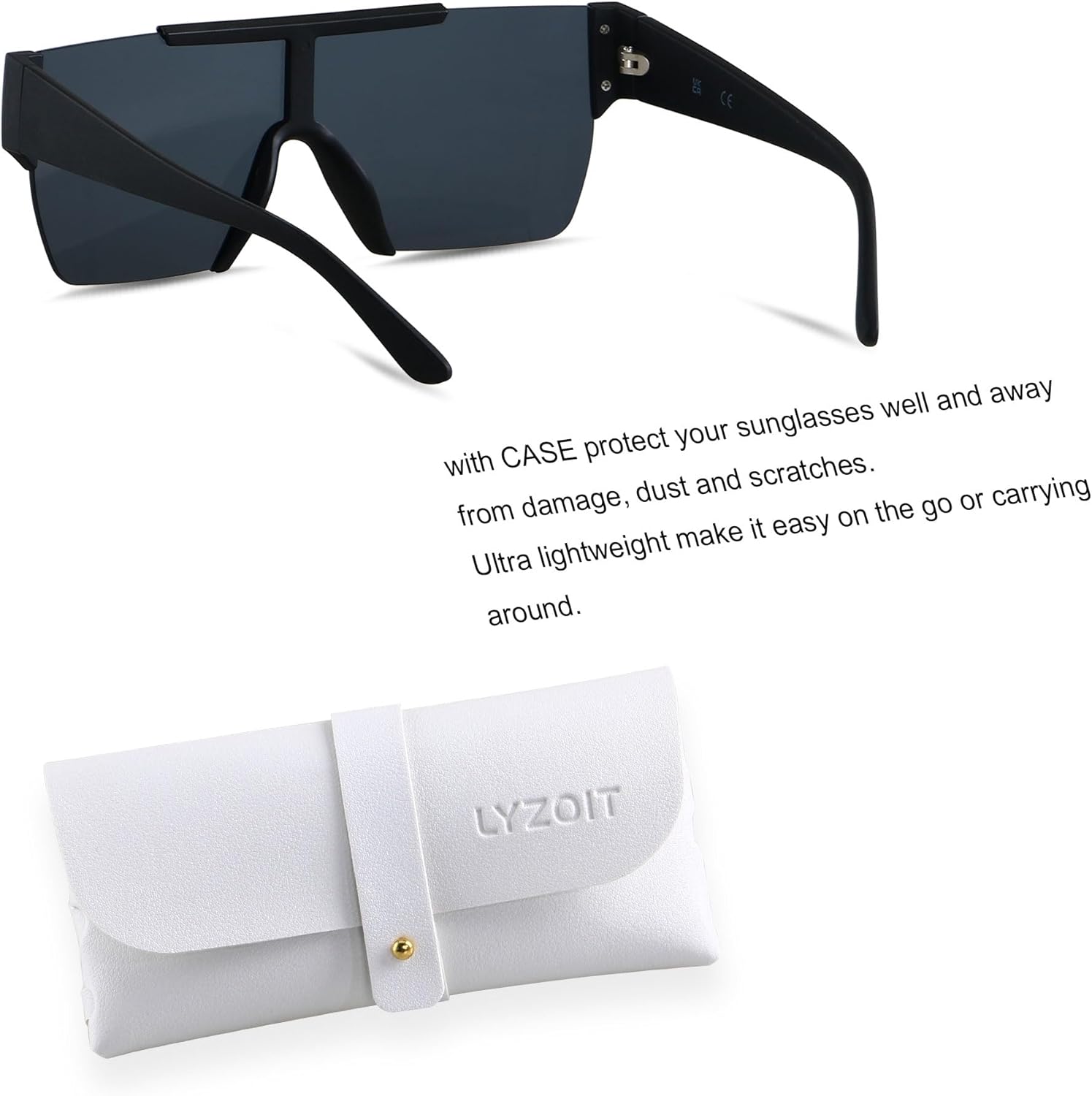 LYZOIT Square Sunglasses Women Men Flat Top Mirrored Sunnies Shades UV Protection - Image 2