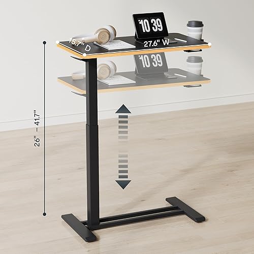 Vista 48 de FLEXISPOT - Mesita médica ajustable con ruedas, escritorio de pie neumático y móvil para laptop, mesa para colocar sobre la cama