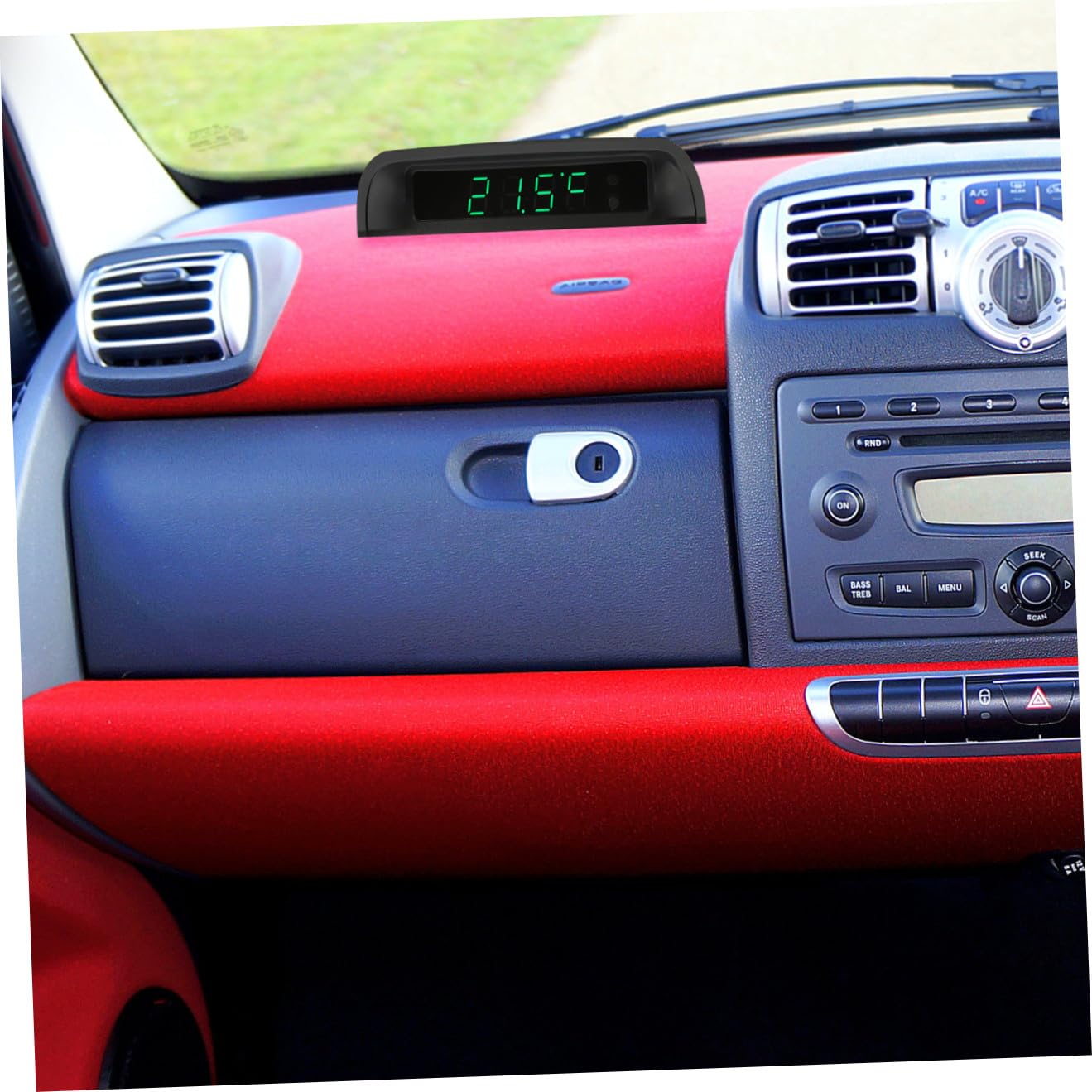 Kichvoe Car Dash Clock Thermometer Solar-Powered Electronic Vehicle Clock with Night Light High Precision Auto Interior Accessory for Dashboard Use