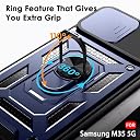 TheGiftKart Tough Armor Bumper Back Cover Case for Samsung Galaxy M35 5G | Sliding Camera Cover, Kickstand & Ring Holder | 360° Protection Back Cover Case for Samsung Galaxy M35 5G (PC & TPU, Blue) gallery image