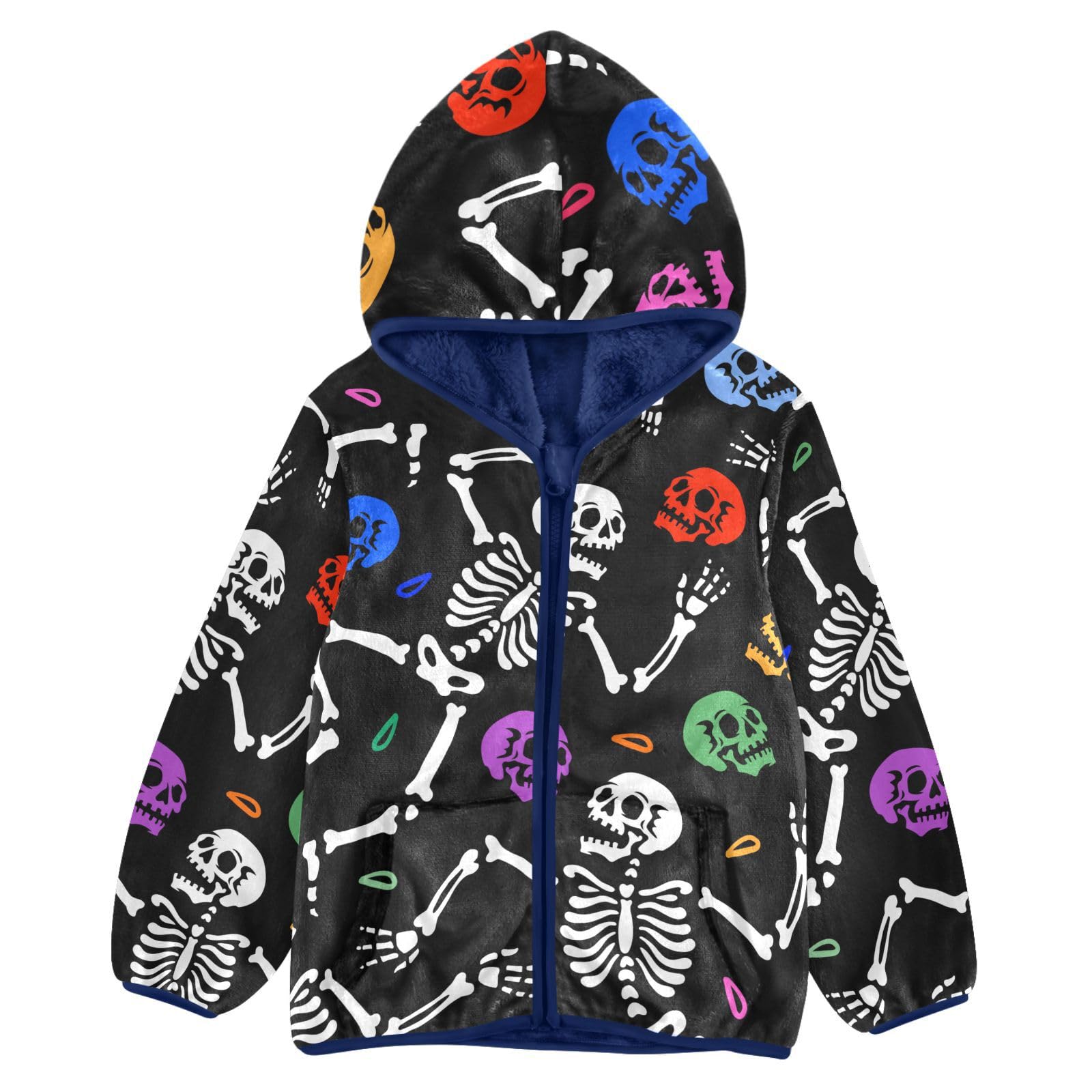 Aflyko Boys Fleece Coat Blue Zip-Up Hoodie Girls Outerwear Kids Hooded Jacket