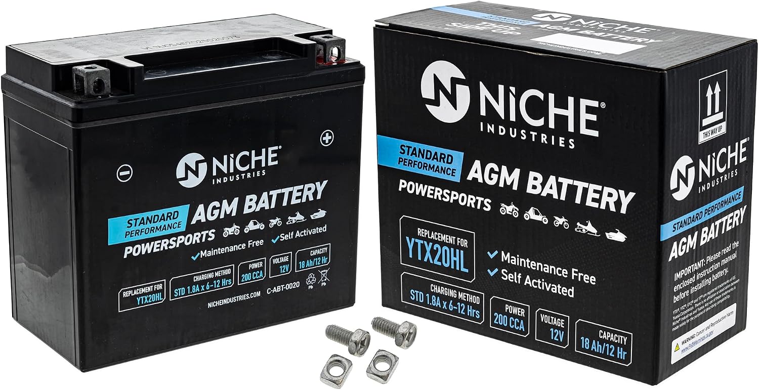 NICHE Battery YTX20HL AGM Sealed Maintenance Free 200CCA 12V 18Ah for Can-Am Honda Yamaha Suzuki ATV Motorcycle Snowmobile (Factory Activated)