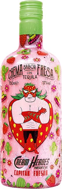 Authentic Cream Heroes Strawberry 23.7 fl oz (700 ml), 17 Degrees, Cream Liqueur, Mexico, Cream Taste, Tequila, Liqueur, Cocktail, Paripi Liqueur