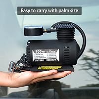 Vista 6 de Fiudx Compresor de aire del inflador de neumáticos,Bomba de aire de 12V para neumáticos de coche,Bomba de neumático portátil con manómetro